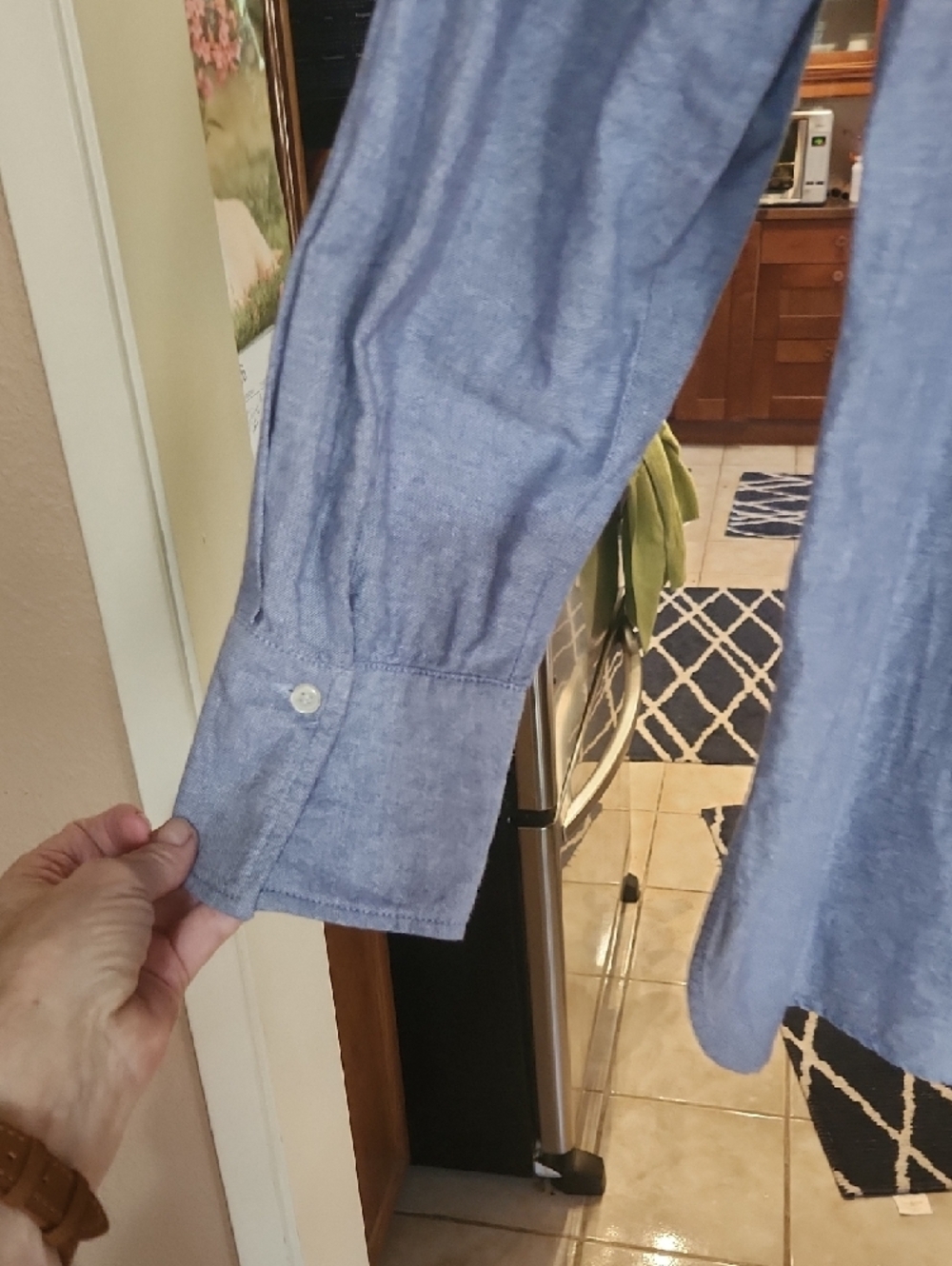 MAX STUDIO Soft Chambray Blue Button-Front Shirt - Picture 7 of 7